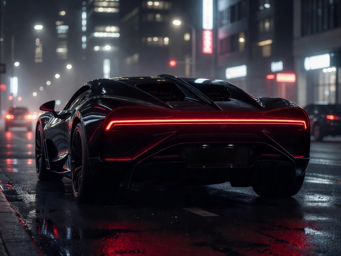 Sleek hypercar prototype under showroom lighting