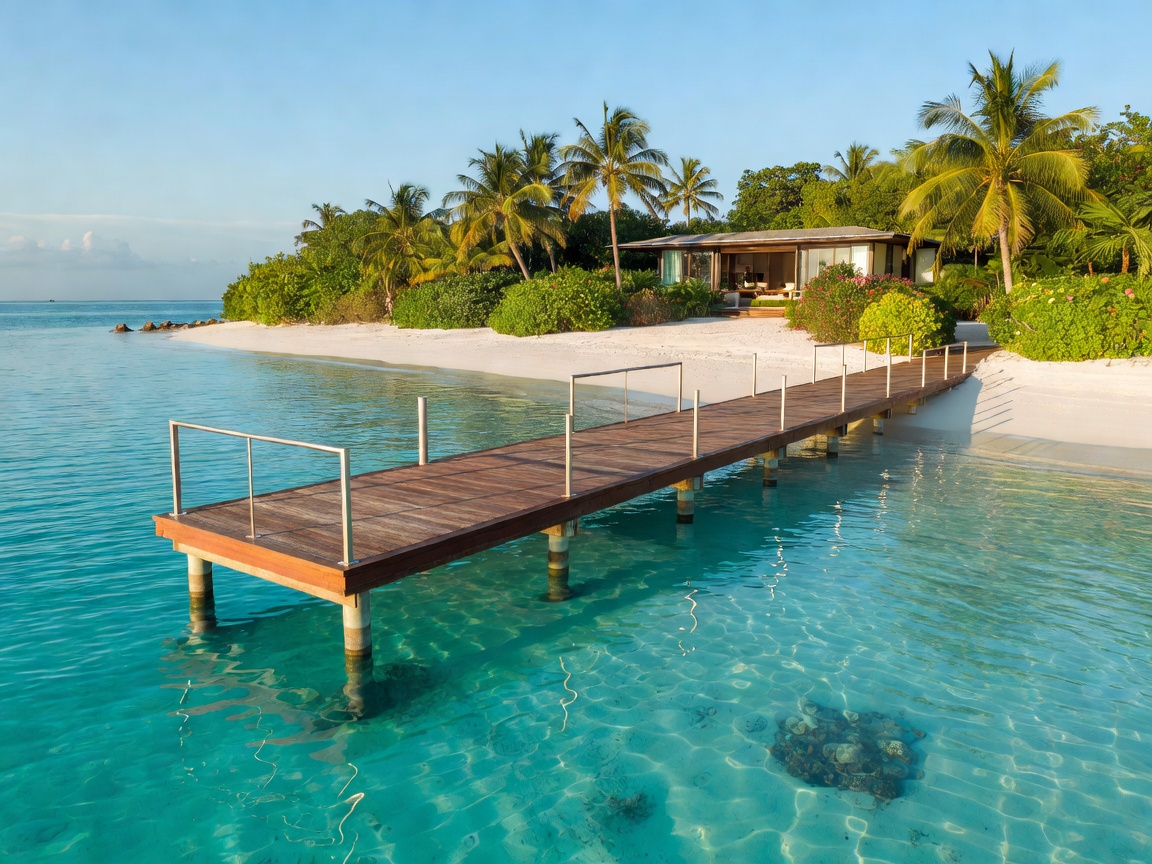 Private tropical island in French Polynesia with luxury villa